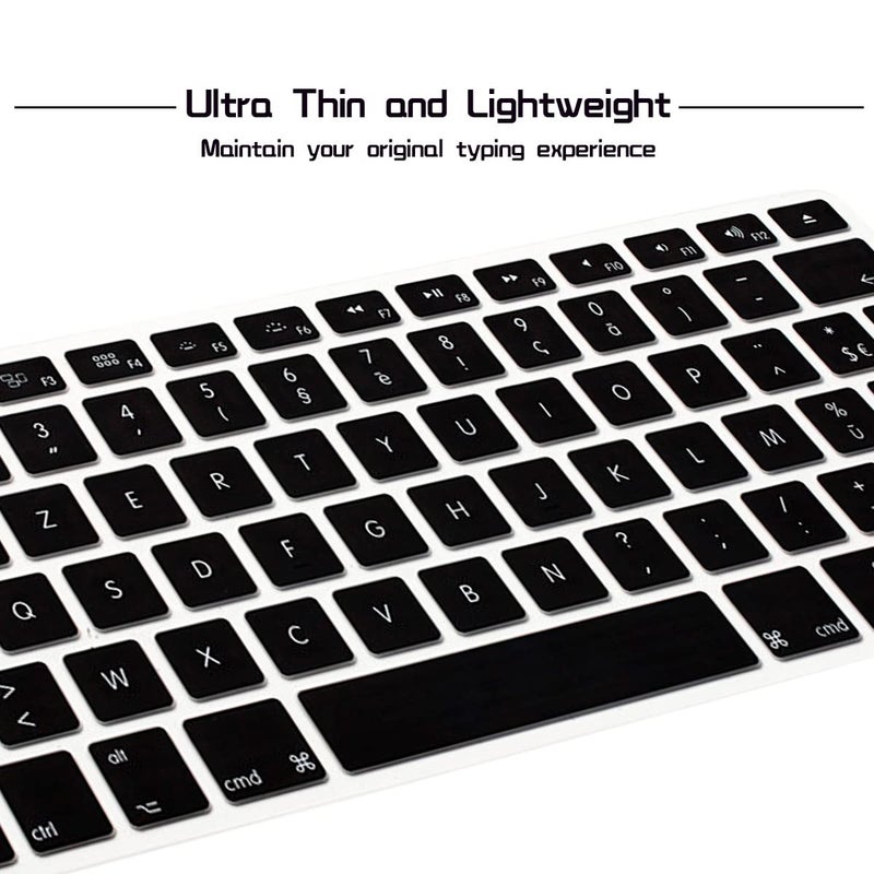 HRH AZERTY French Silicone Keyboard Cover Skin for MacBook Air 13,for MacBook Pro 13/15/17(with or w/Out Retina Display,2015 or Older Version),for iMac Older EU Layout Keyboard Protector-Black - Image 4